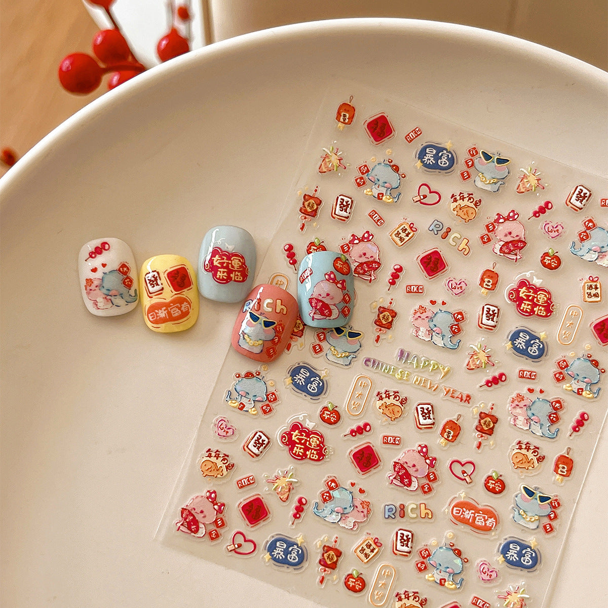 Wholesale Nail Art National Tide Lion Dance Cute Cartoon Relief Stereo Stickers